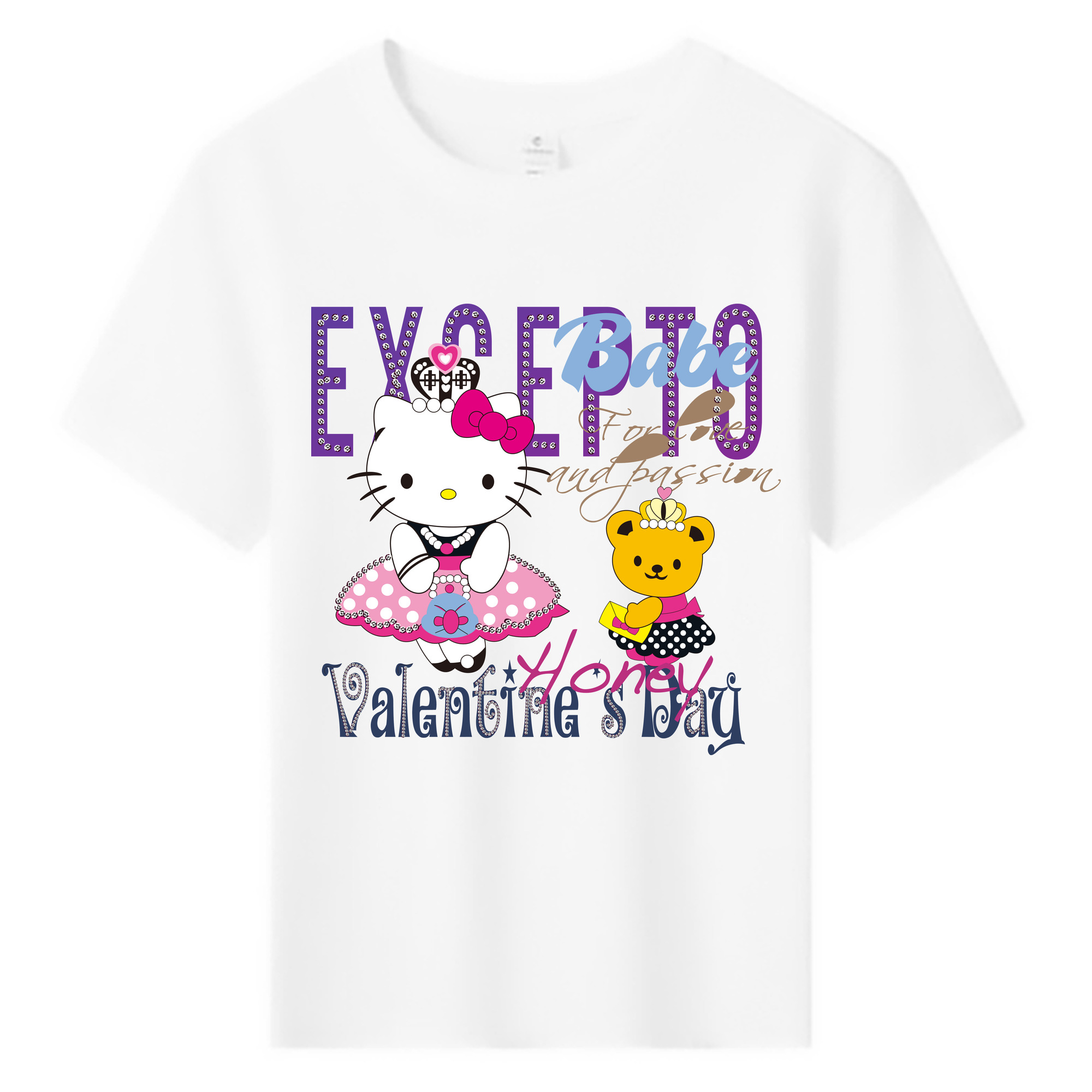 （画像用） Hello Kitty ハローキティ 綿100％キッズTシャツ（フロントプリント）