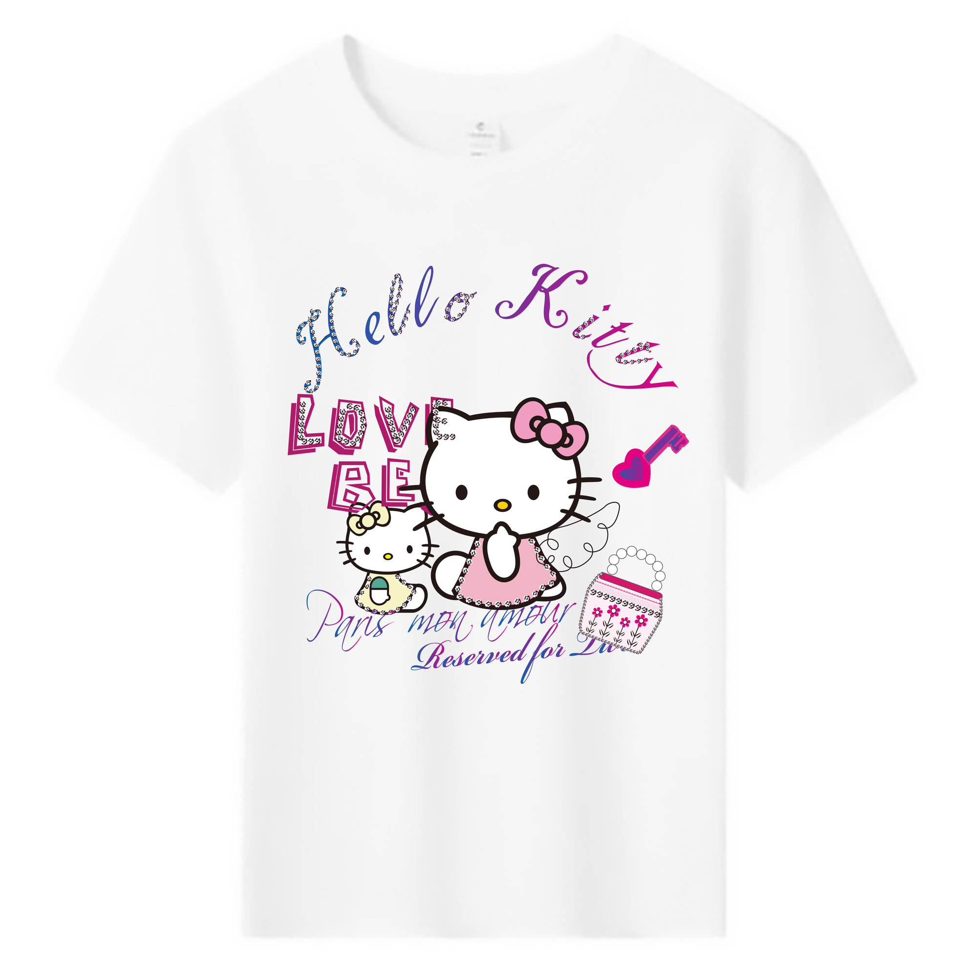 （画像用） Hello Kitty ハローキティ 綿100％キッズTシャツ（フロントプリント）