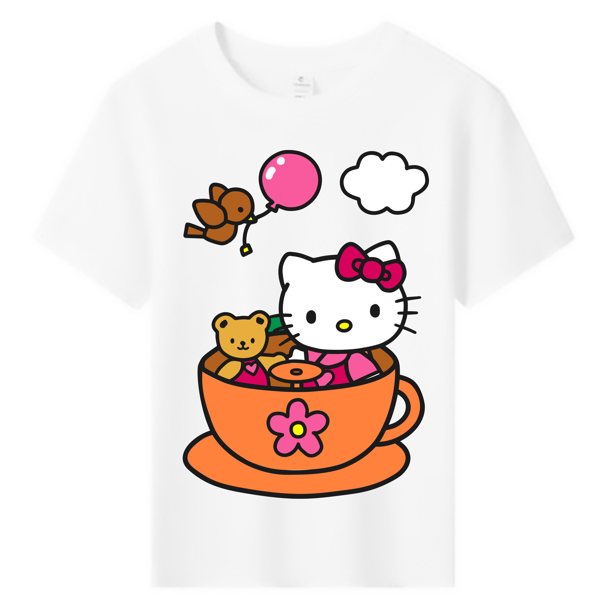 （画像用） Hello Kitty ハローキティ 綿100％キッズTシャツ（フロントプリント）
