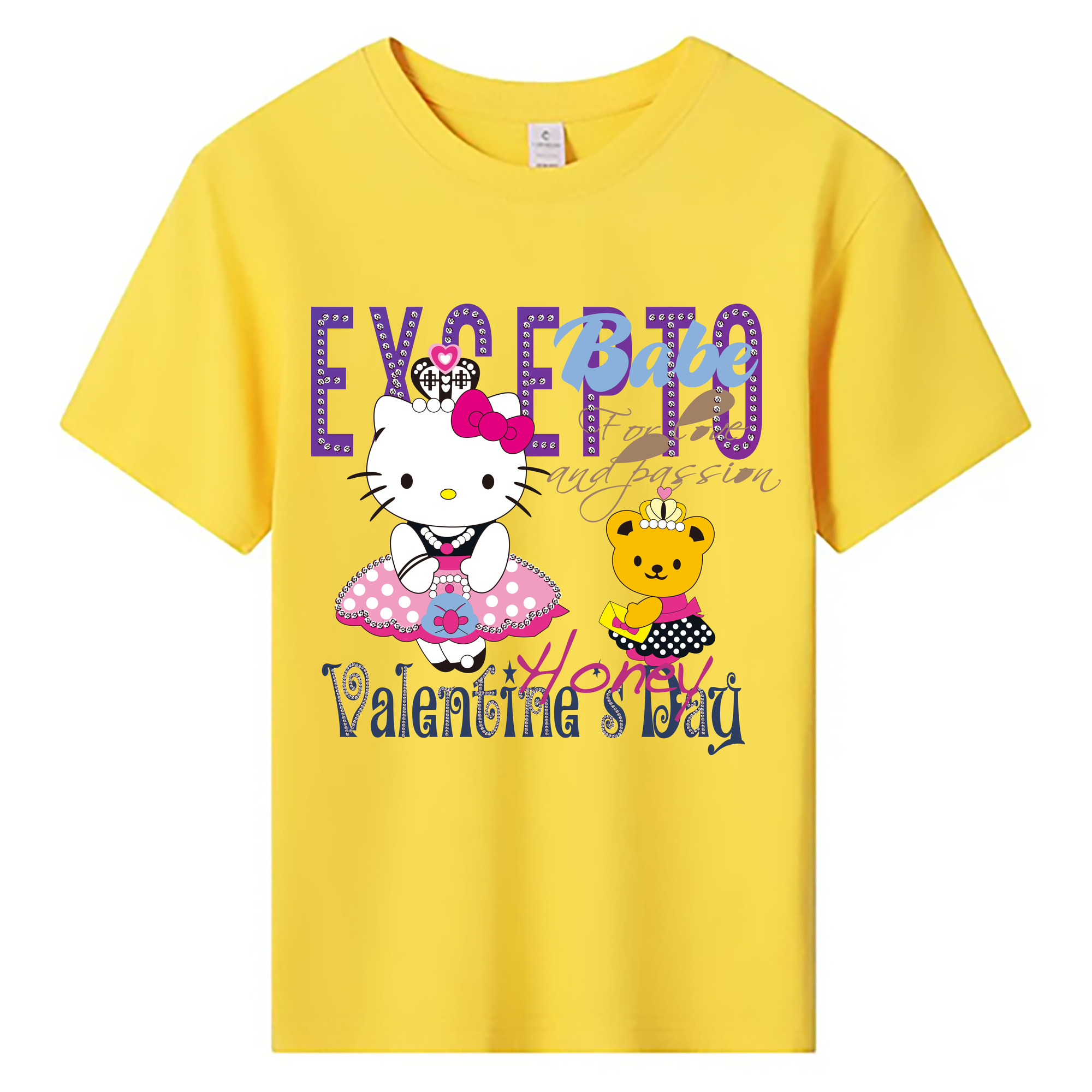 （画像用） Hello Kitty ハローキティ 綿100％キッズTシャツ（フロントプリント）