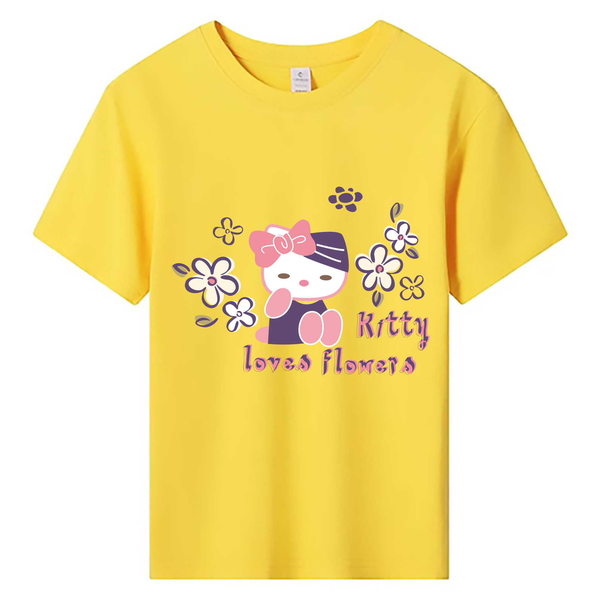 （画像用） Hello Kitty ハローキティ 綿100％キッズTシャツ（フロントプリント）