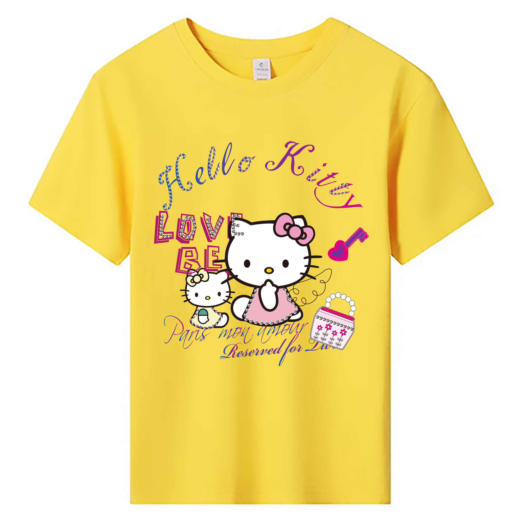 （画像用） Hello Kitty ハローキティ 綿100％キッズTシャツ（フロントプリント）