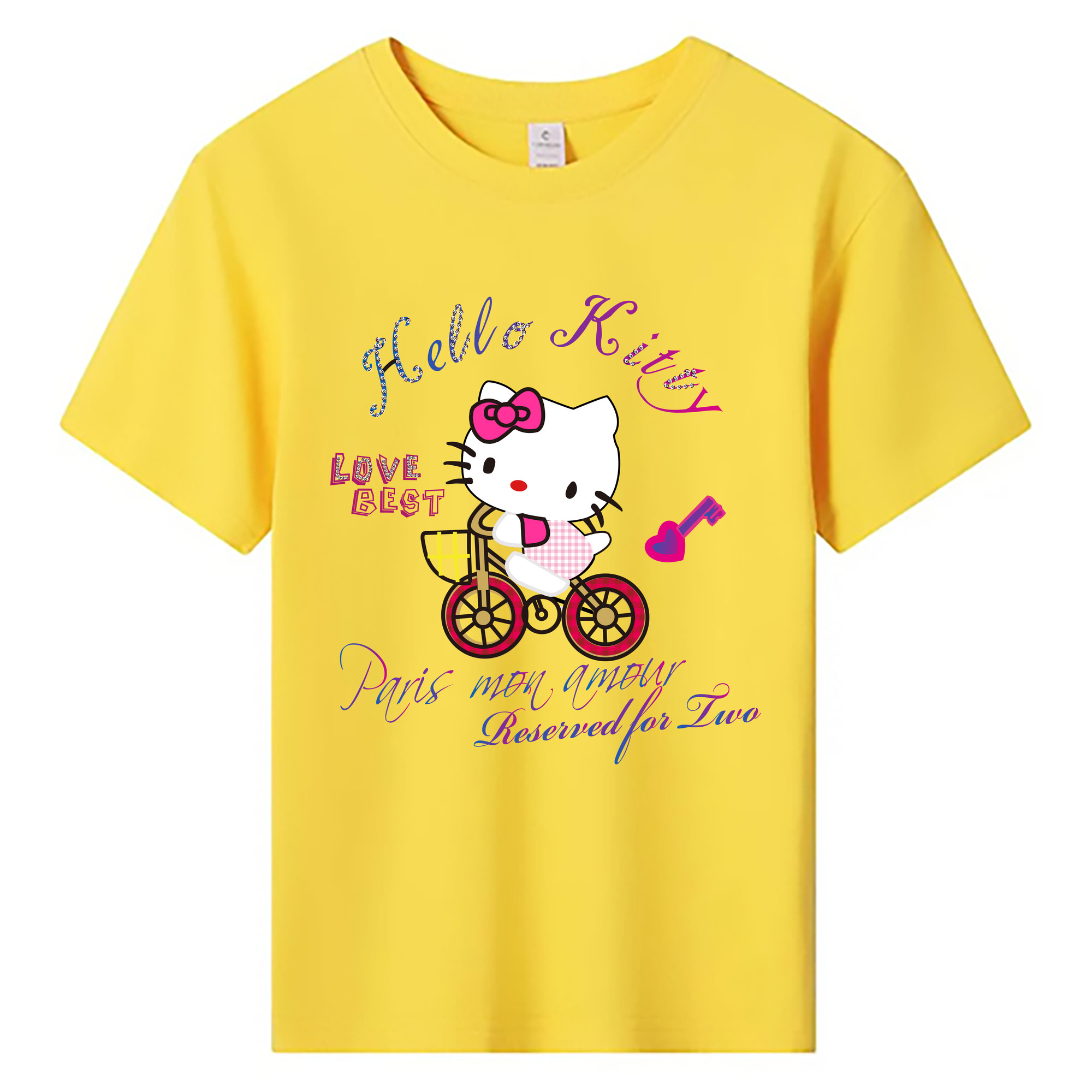 （画像用） Hello Kitty ハローキティ 綿100％キッズTシャツ（フロントプリント）