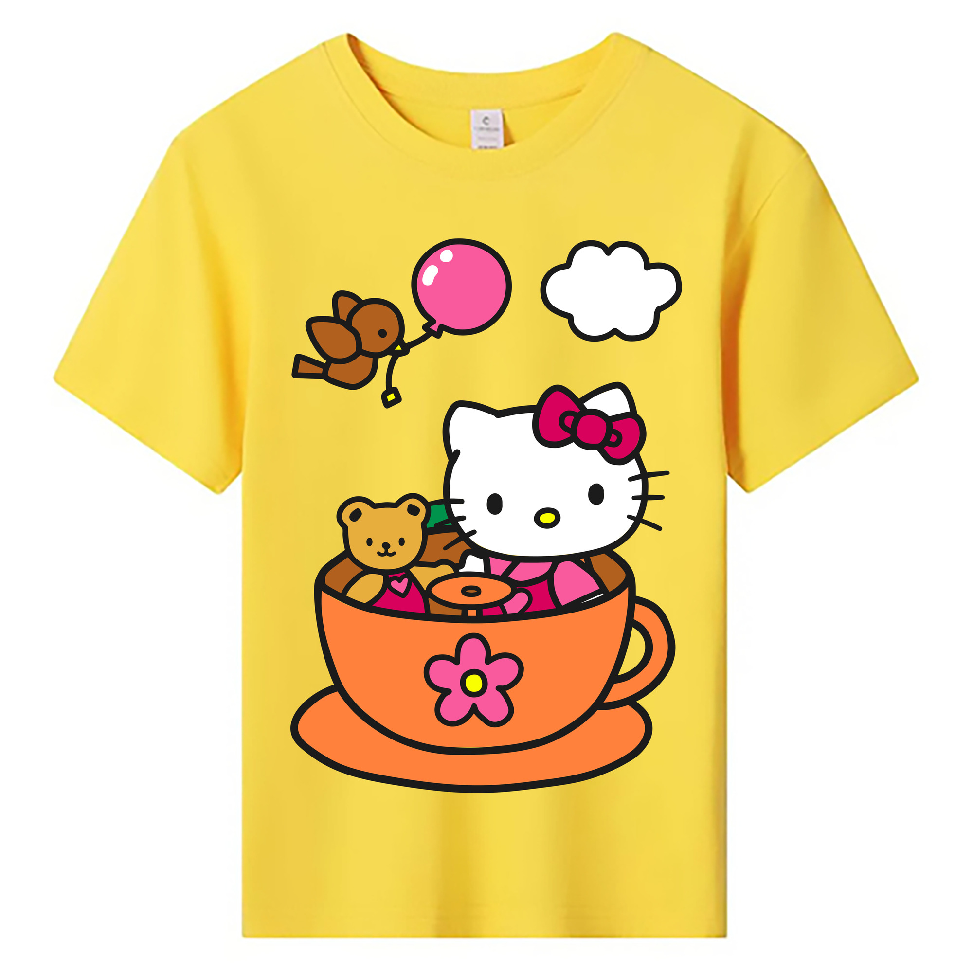 （画像用） Hello Kitty ハローキティ 綿100％キッズTシャツ（フロントプリント）
