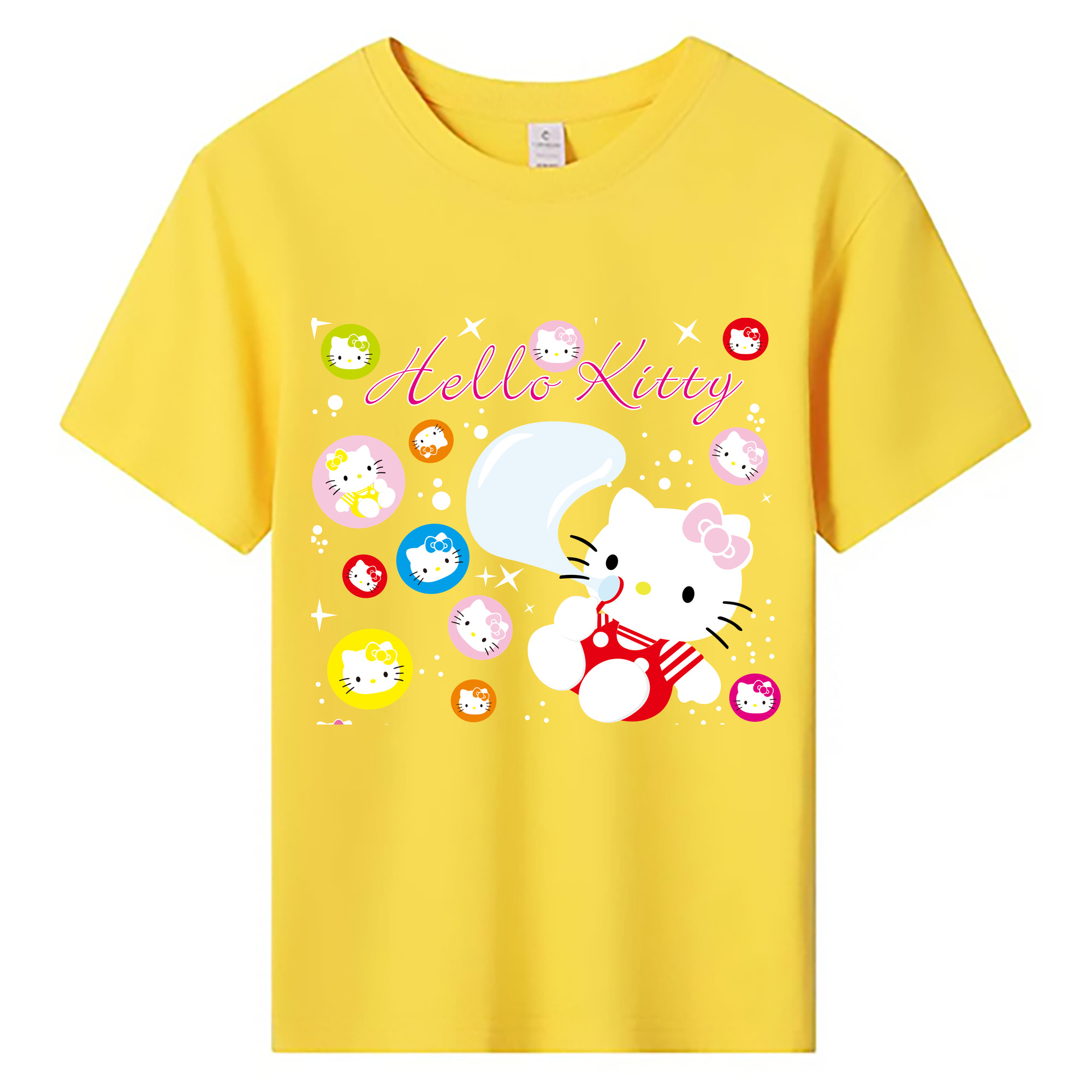 （画像用） Hello Kitty ハローキティ 綿100％キッズTシャツ（フロントプリント）