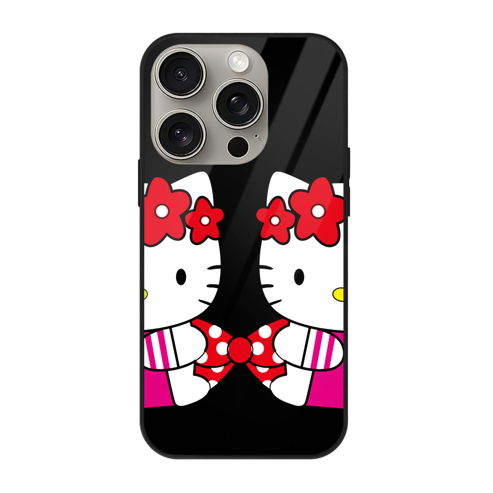 （画像用） Hello Kitty ハローキティ 【iPhone15Pro対応】スマホケース 耐衝撃＆黄変防止 背面ガラス