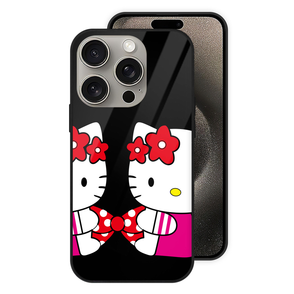 （画像用） Hello Kitty ハローキティ 【iPhone15Pro対応】スマホケース 耐衝撃＆黄変防止 背面ガラス