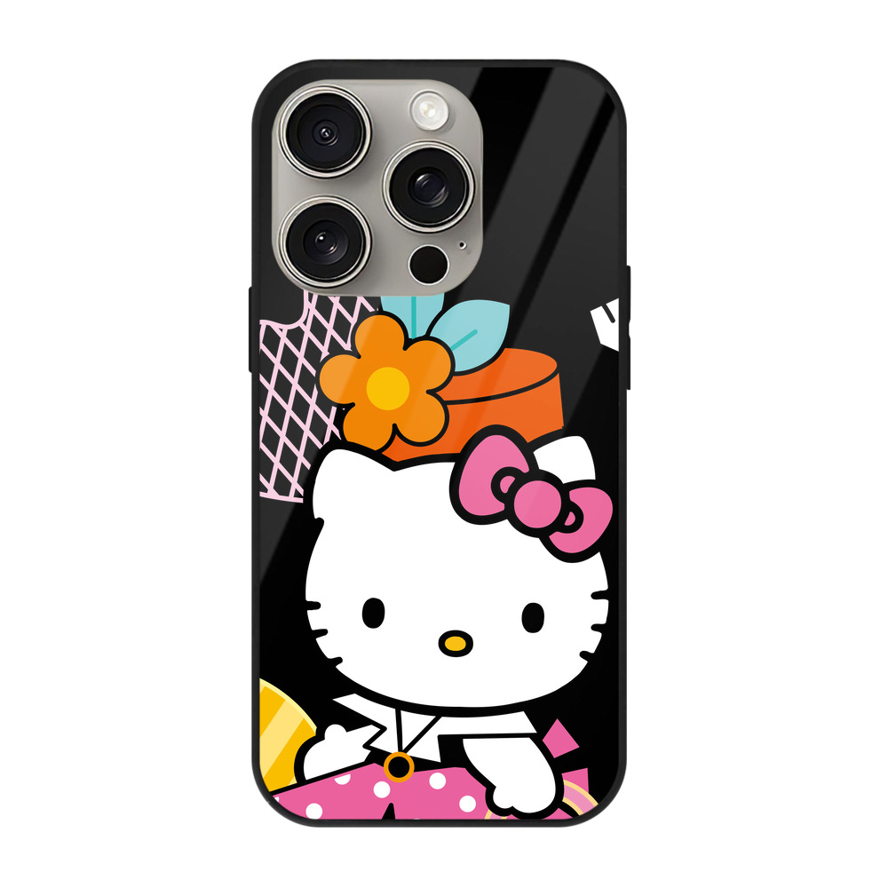 （画像用） Hello Kitty ハローキティ 【iPhone15Pro対応】スマホケース 耐衝撃＆黄変防止 背面ガラス