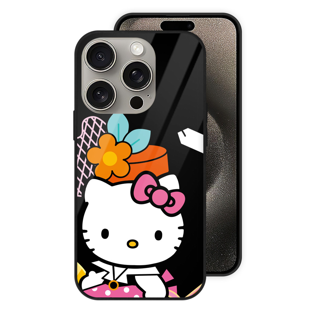 （画像用） Hello Kitty ハローキティ 【iPhone15Pro対応】スマホケース 耐衝撃＆黄変防止 背面ガラス