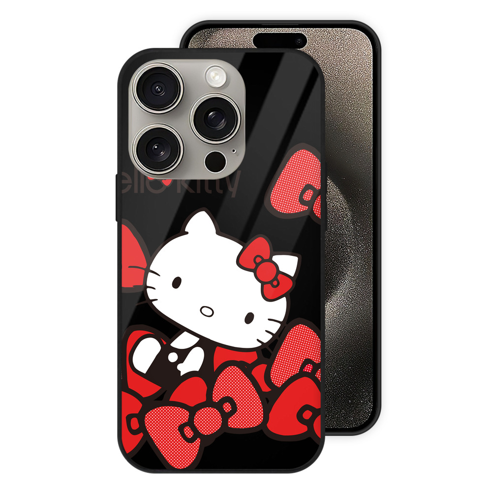 （画像用） Hello Kitty ハローキティ 【iPhone15Pro対応】スマホケース 耐衝撃＆黄変防止 背面ガラス