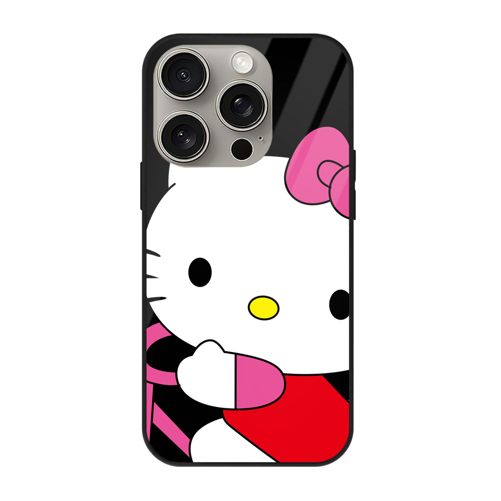 （画像用） Hello Kitty ハローキティ 【iPhone15Pro対応】スマホケース 耐衝撃＆黄変防止 背面ガラス