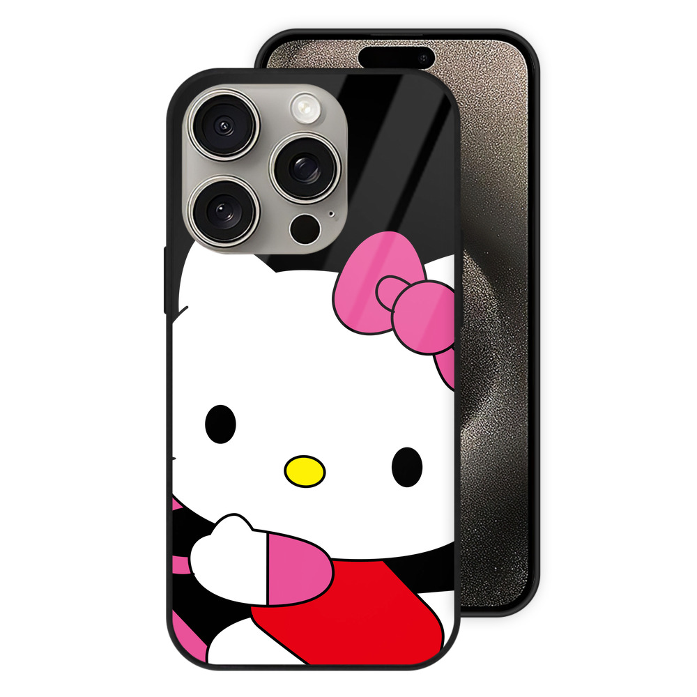 （画像用） Hello Kitty ハローキティ 【iPhone15Pro対応】スマホケース 耐衝撃＆黄変防止 背面ガラス