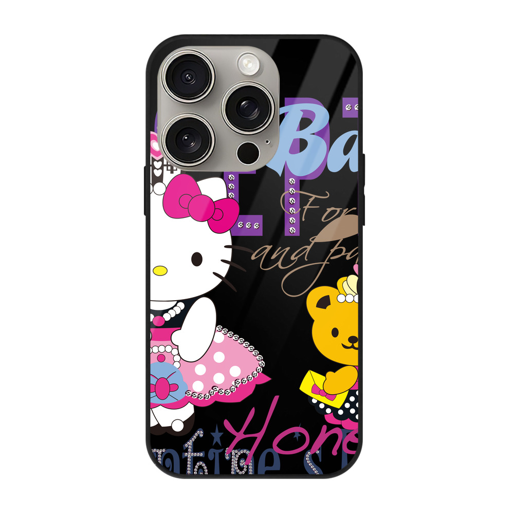 （画像用） Hello Kitty ハローキティ 【iPhone15Pro対応】スマホケース 耐衝撃＆黄変防止 背面ガラス