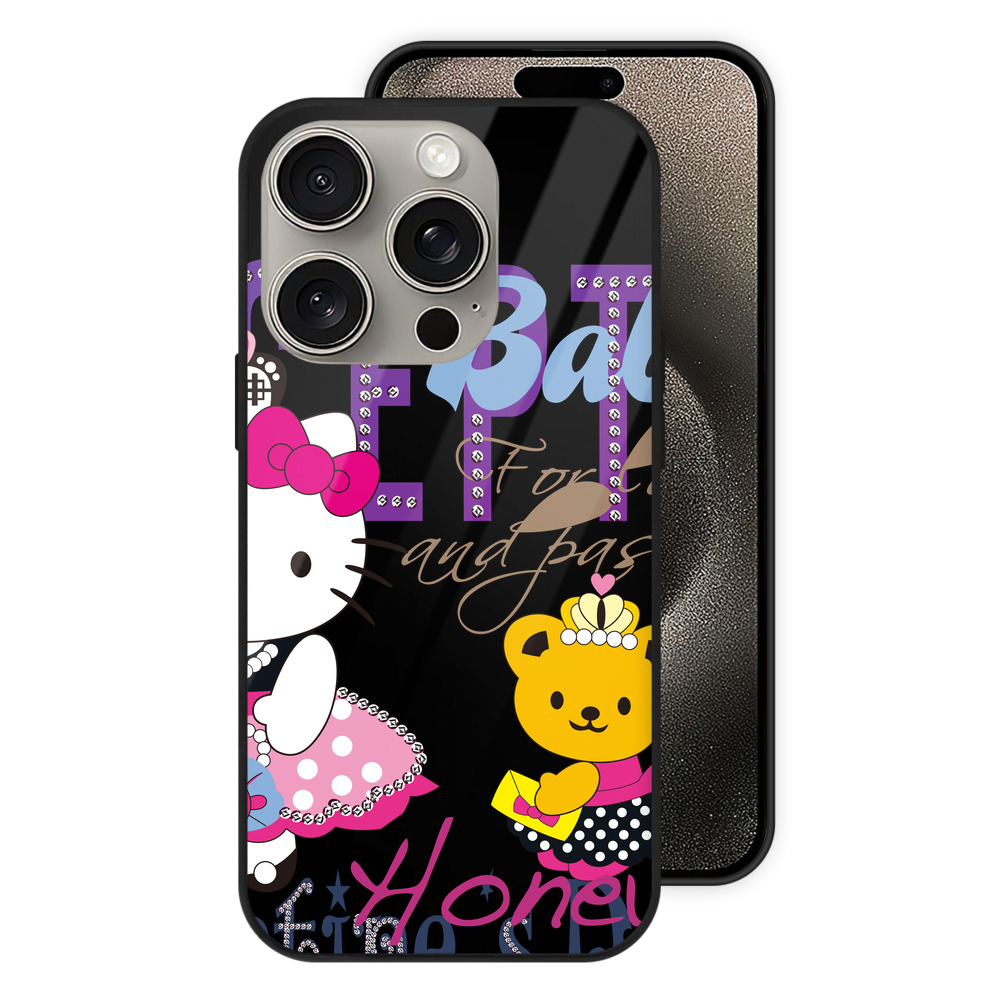 （画像用） Hello Kitty ハローキティ 【iPhone15Pro対応】スマホケース 耐衝撃＆黄変防止 背面ガラス