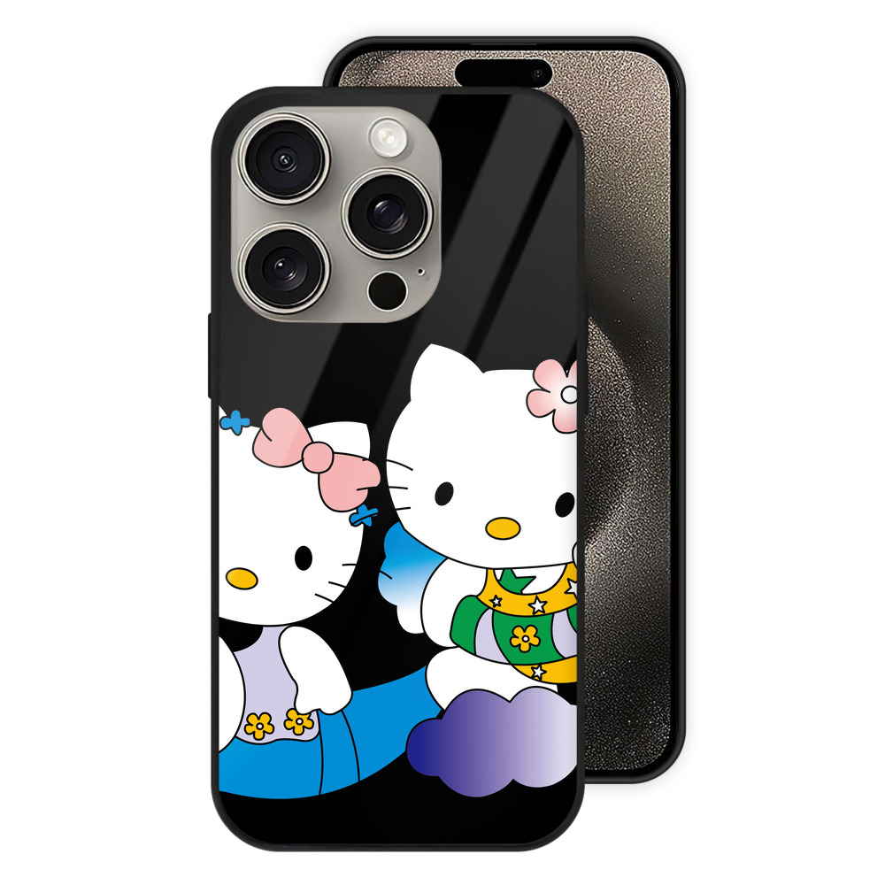 （画像用） Hello Kitty ハローキティ 【iPhone15Pro対応】スマホケース 耐衝撃＆黄変防止 背面ガラス