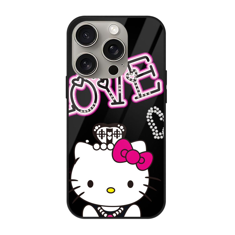 （画像用） Hello Kitty ハローキティ 【iPhone15Pro対応】スマホケース 耐衝撃＆黄変防止 背面ガラス