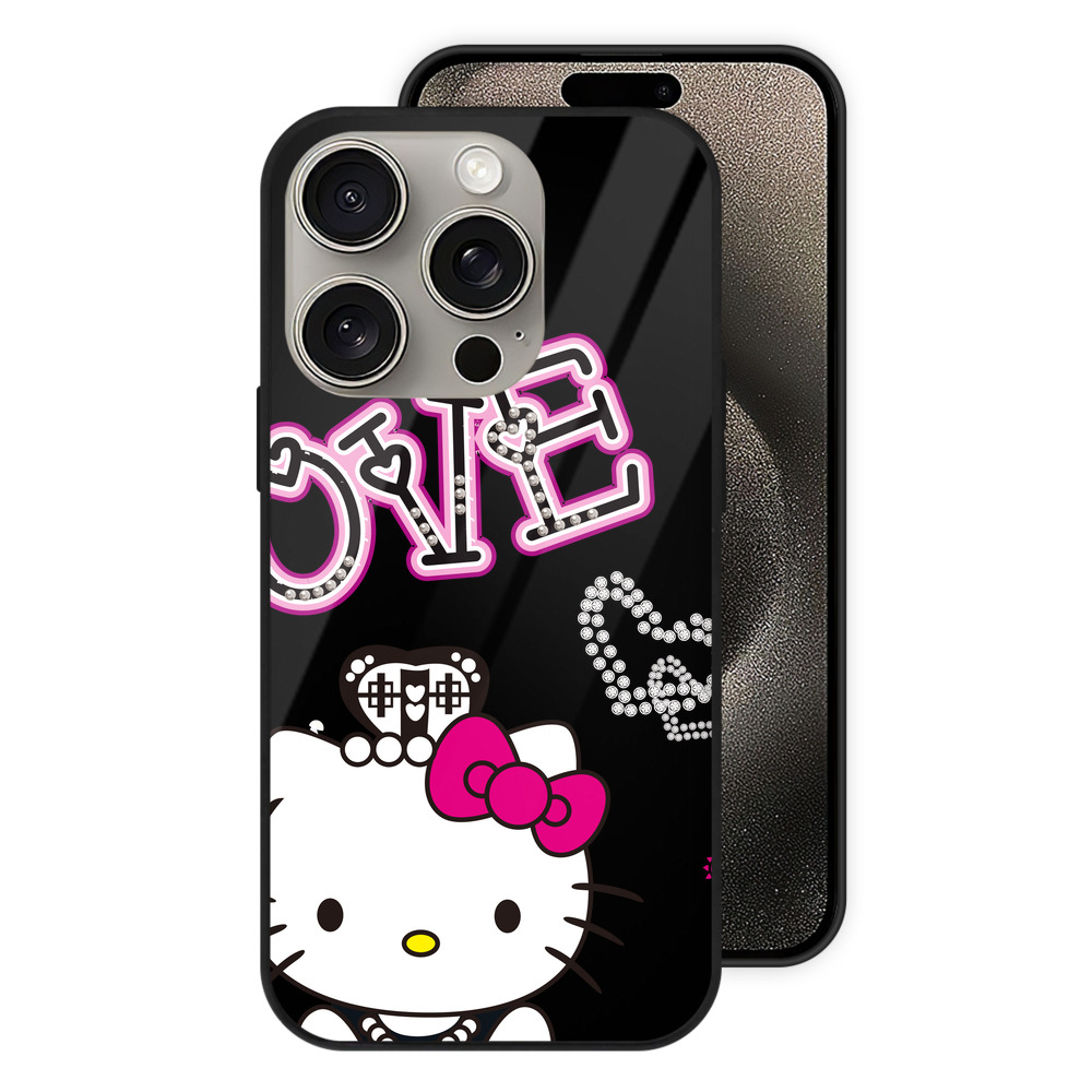 （画像用） Hello Kitty ハローキティ 【iPhone15Pro対応】スマホケース 耐衝撃＆黄変防止 背面ガラス