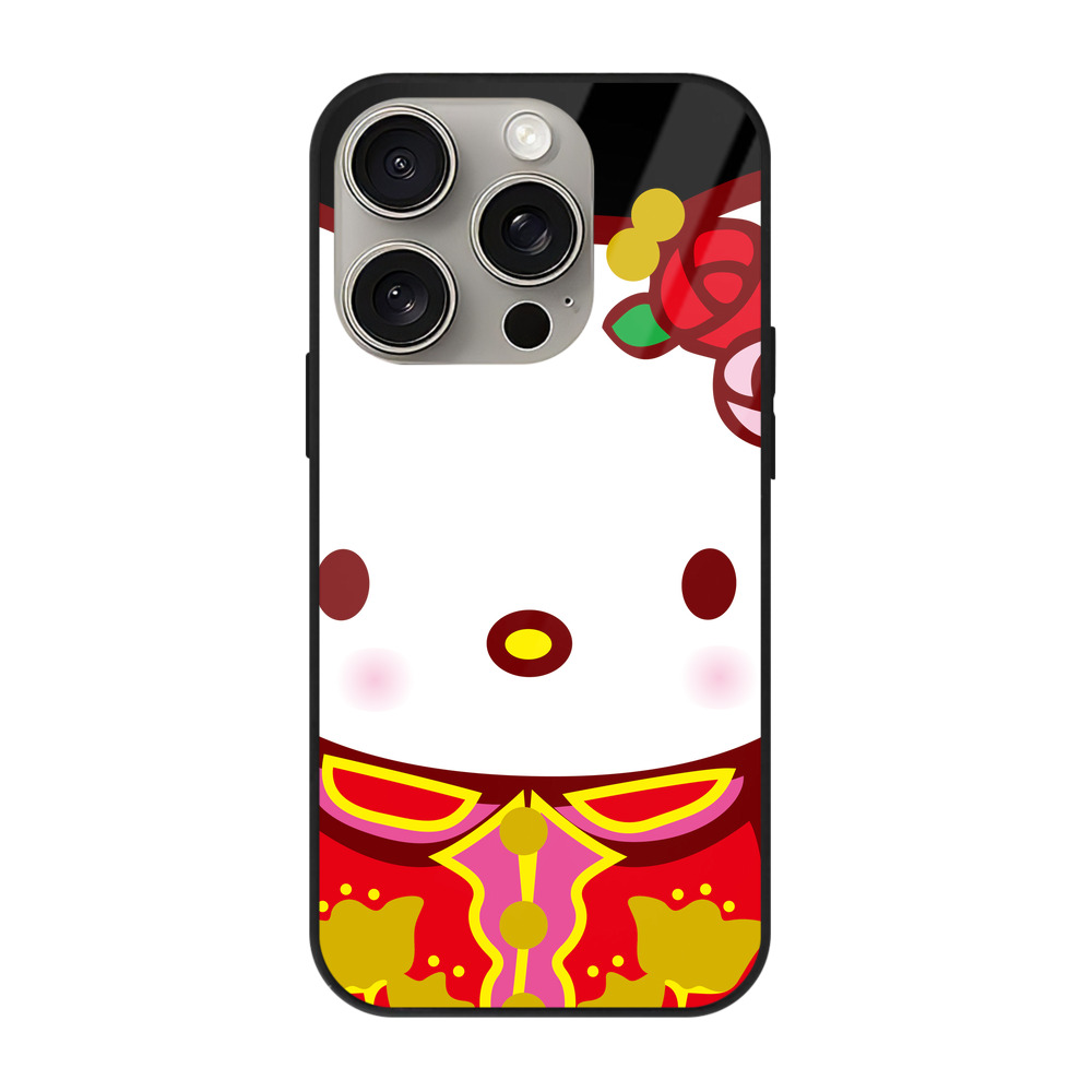 （画像用） Hello Kitty ハローキティ 【iPhone15Pro対応】スマホケース 耐衝撃＆黄変防止 背面ガラス