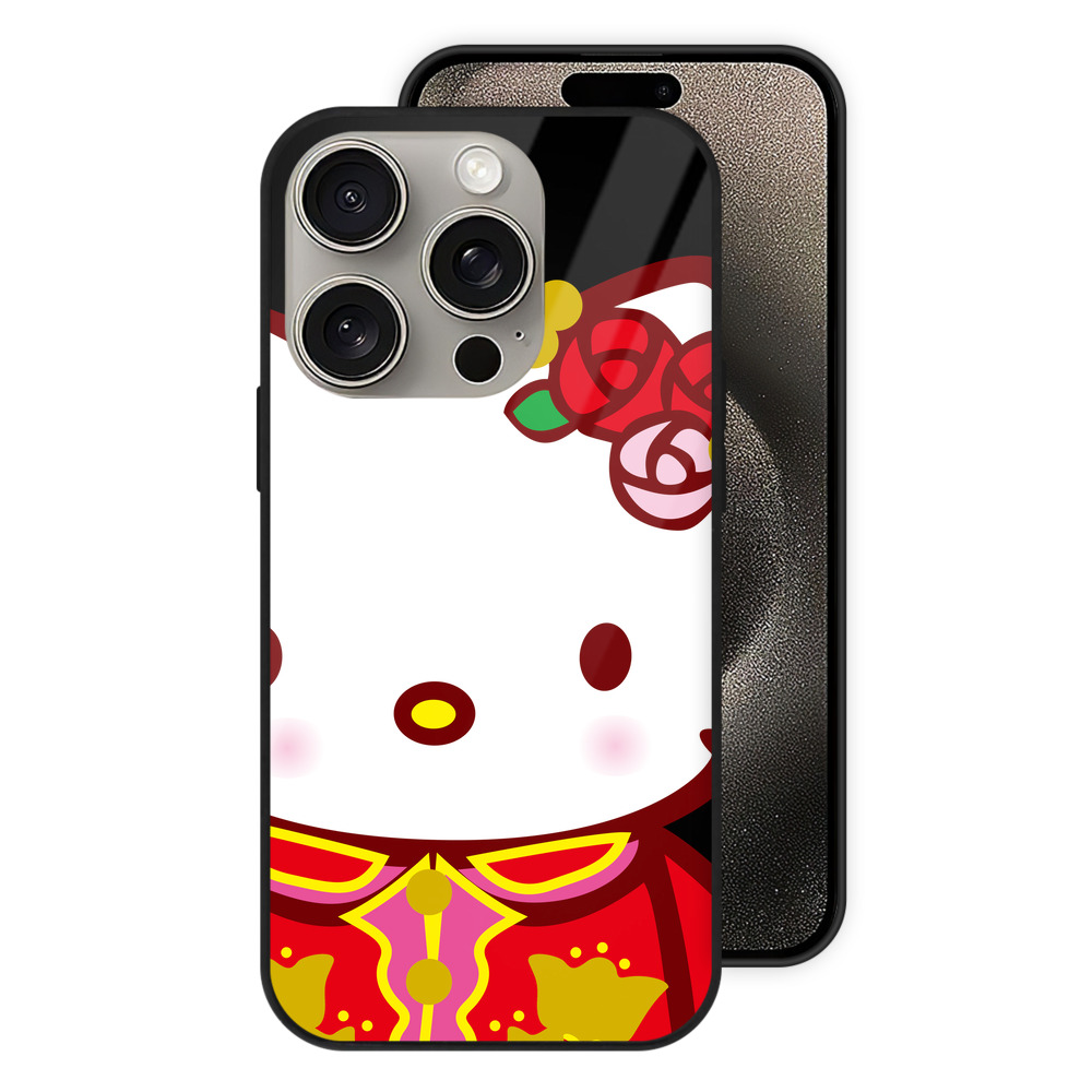 （画像用） Hello Kitty ハローキティ 【iPhone15Pro対応】スマホケース 耐衝撃＆黄変防止 背面ガラス