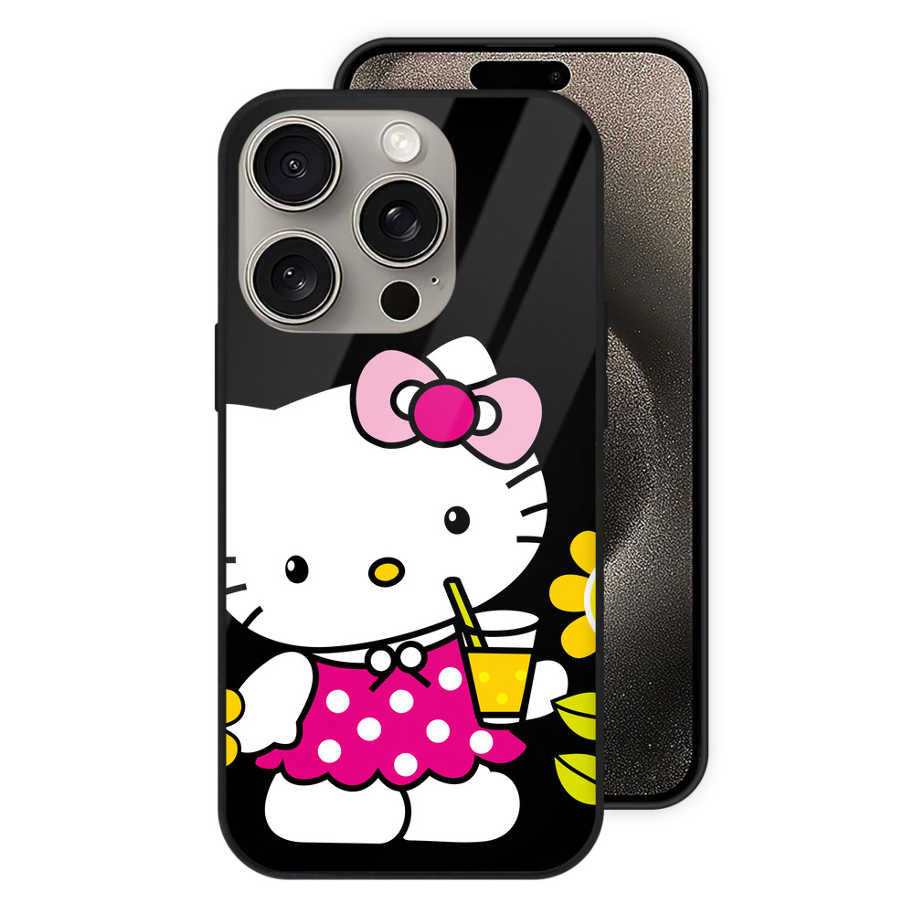 （画像用） Hello Kitty ハローキティ 【iPhone15Pro対応】スマホケース 耐衝撃＆黄変防止 背面ガラス