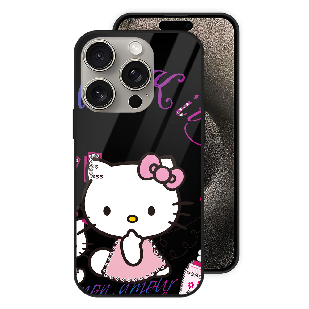 （画像用） Hello Kitty ハローキティ 【iPhone15Pro対応】スマホケース 耐衝撃＆黄変防止 背面ガラス
