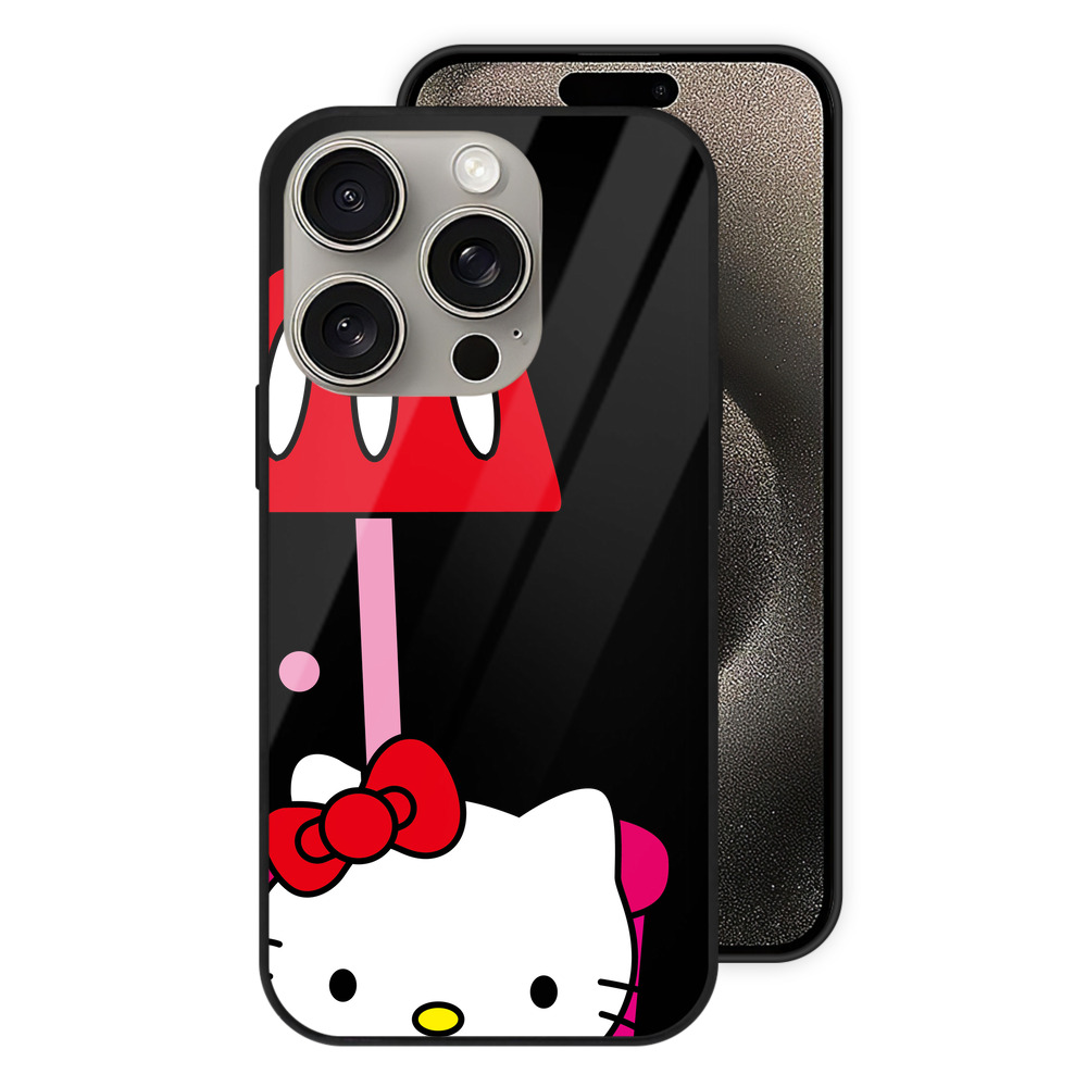 （画像用） Hello Kitty ハローキティ 【iPhone15Pro対応】スマホケース 耐衝撃＆黄変防止 背面ガラス