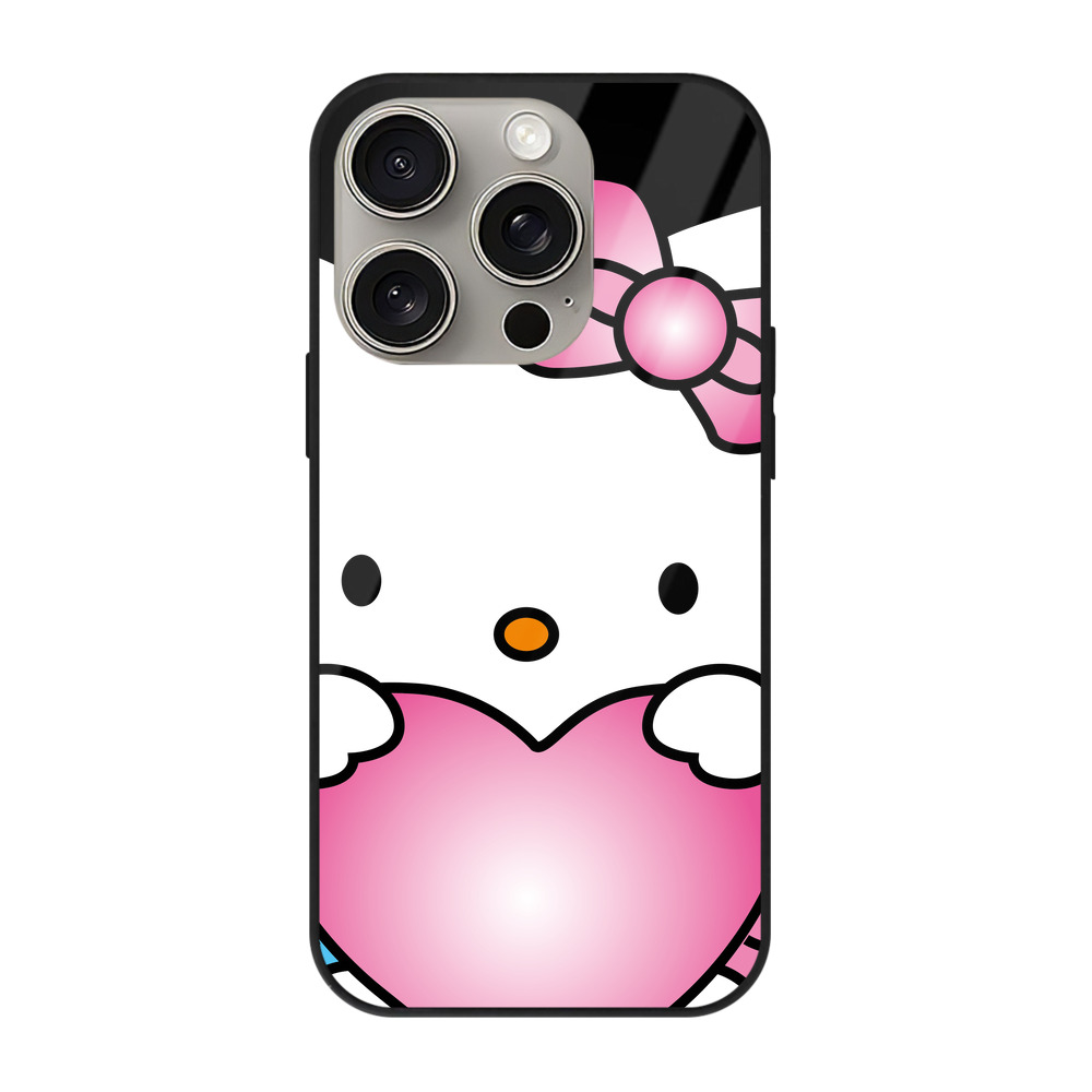 （画像用） Hello Kitty ハローキティ 【iPhone15Pro対応】スマホケース 耐衝撃＆黄変防止 背面ガラス