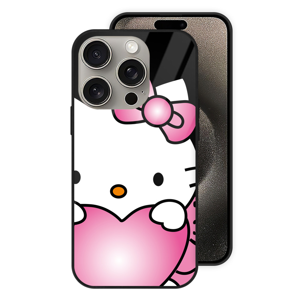 （画像用） Hello Kitty ハローキティ 【iPhone15Pro対応】スマホケース 耐衝撃＆黄変防止 背面ガラス