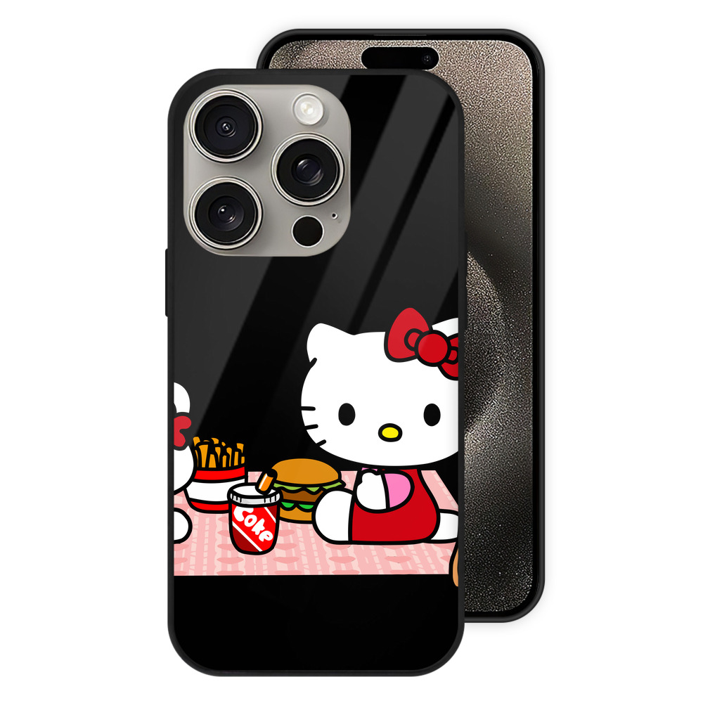 （画像用） Hello Kitty ハローキティ 【iPhone15Pro対応】スマホケース 耐衝撃＆黄変防止 背面ガラス