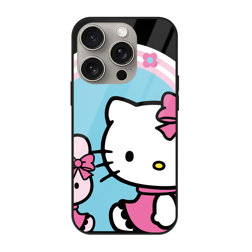 （画像用） Hello Kitty ハローキティ 【iPhone15Pro対応】スマホケース 耐衝撃＆黄変防止 背面ガラス