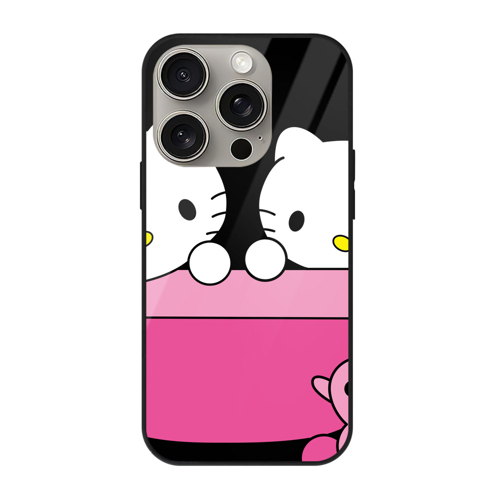 （画像用） Hello Kitty ハローキティ 【iPhone15Pro対応】スマホケース 耐衝撃＆黄変防止 背面ガラス