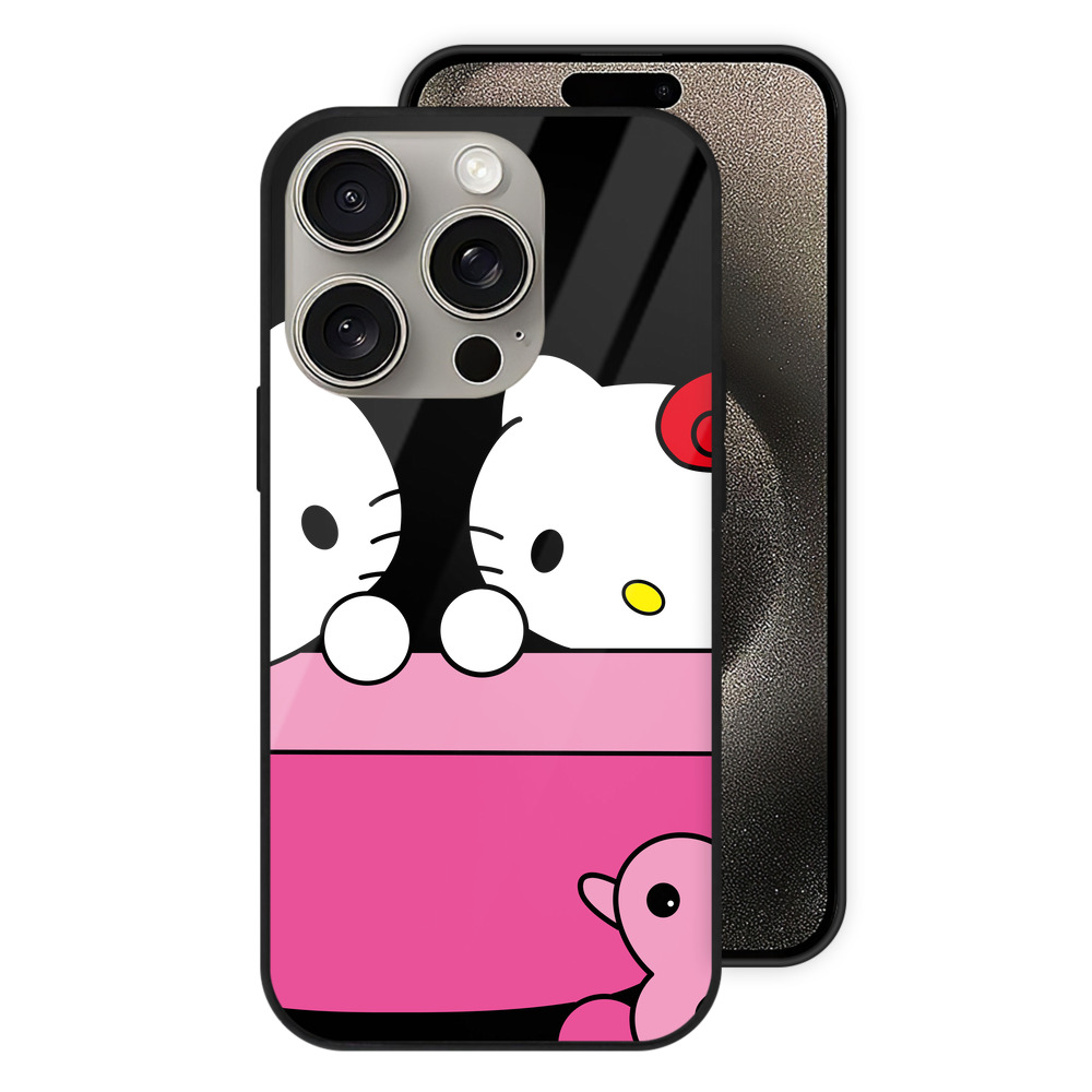 （画像用） Hello Kitty ハローキティ 【iPhone15Pro対応】スマホケース 耐衝撃＆黄変防止 背面ガラス