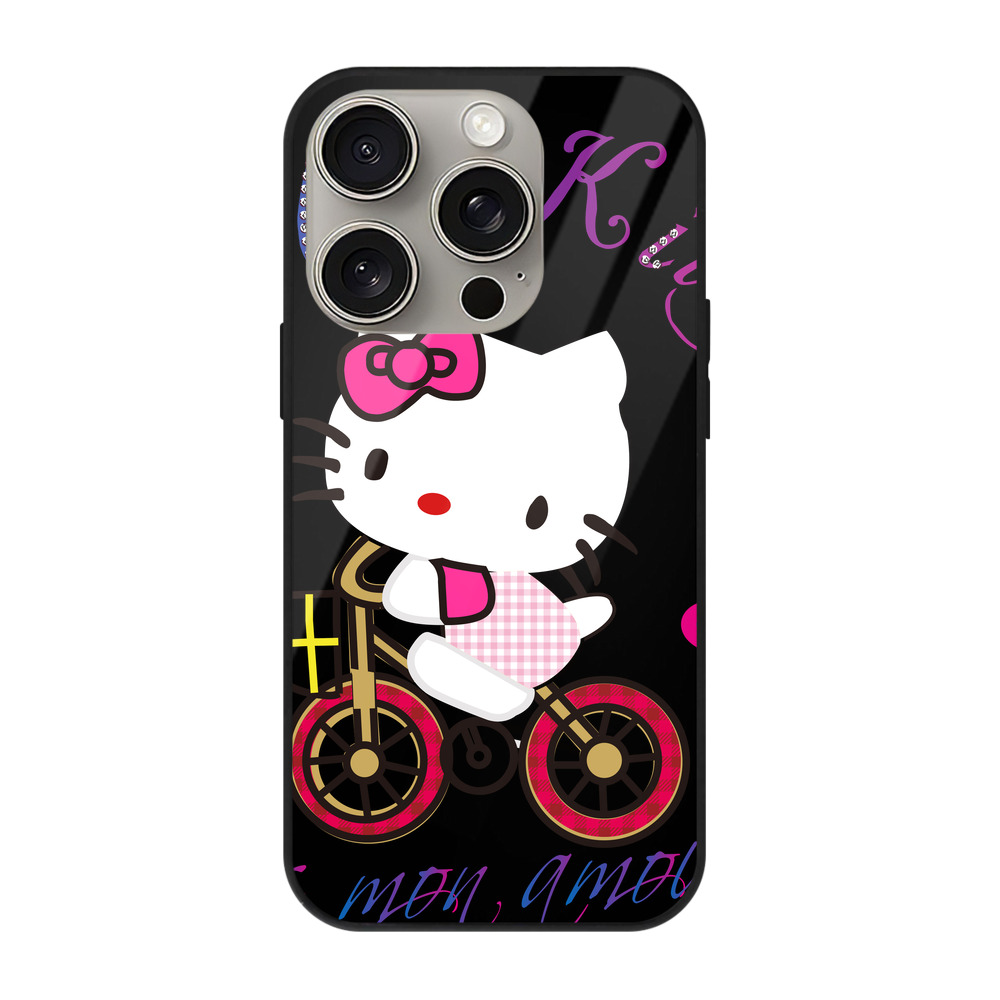 （画像用） Hello Kitty ハローキティ 【iPhone15Pro対応】スマホケース 耐衝撃＆黄変防止 背面ガラス