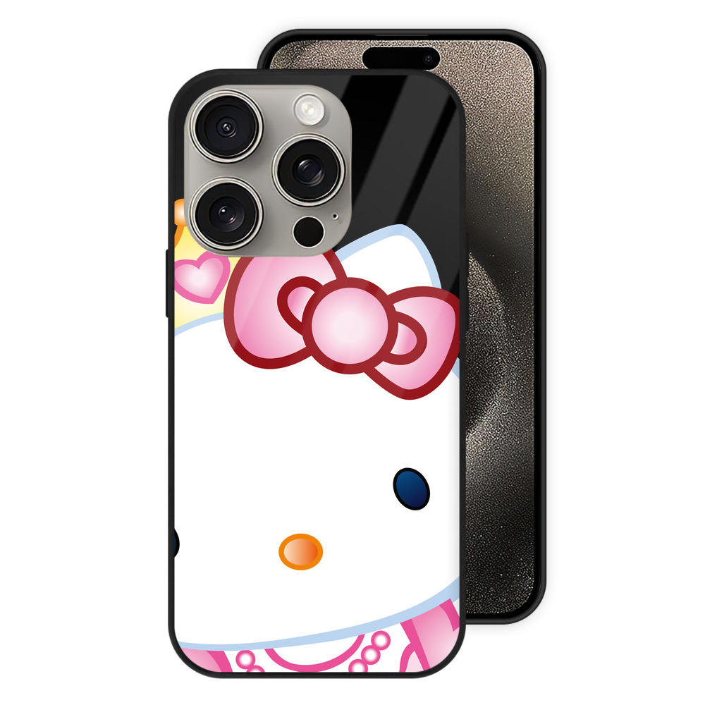 （画像用） Hello Kitty ハローキティ 【iPhone15Pro対応】スマホケース 耐衝撃＆黄変防止 背面ガラス