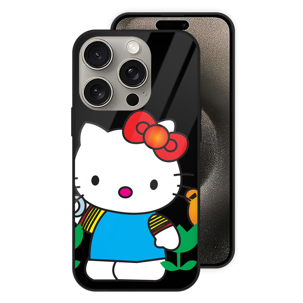 （画像用） Hello Kitty ハローキティ 【iPhone15Pro対応】スマホケース 耐衝撃＆黄変防止 背面ガラス