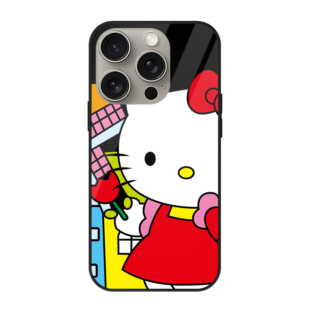 （画像用） Hello Kitty ハローキティ 【iPhone15Pro対応】スマホケース 耐衝撃＆黄変防止 背面ガラス
