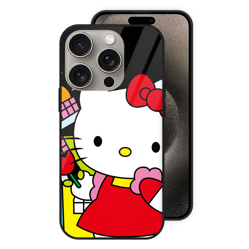 （画像用） Hello Kitty ハローキティ 【iPhone15Pro対応】スマホケース 耐衝撃＆黄変防止 背面ガラス