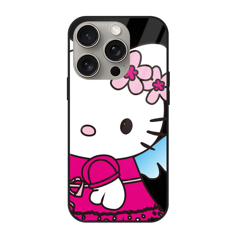 （画像用） Hello Kitty ハローキティ 【iPhone15Pro対応】スマホケース 耐衝撃＆黄変防止 背面ガラス