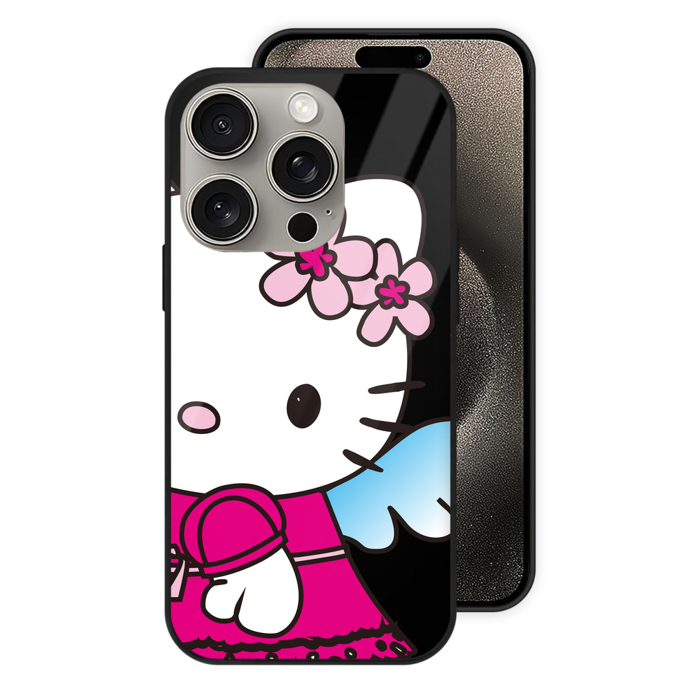 （画像用） Hello Kitty ハローキティ 【iPhone15Pro対応】スマホケース 耐衝撃＆黄変防止 背面ガラス