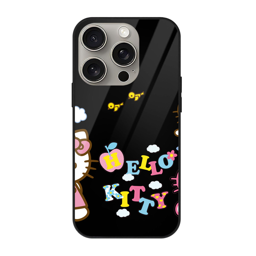 （画像用） Hello Kitty ハローキティ 【iPhone15Pro対応】スマホケース 耐衝撃＆黄変防止 背面ガラス
