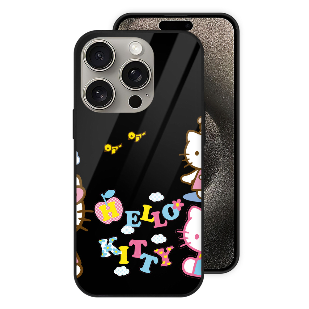 （画像用） Hello Kitty ハローキティ 【iPhone15Pro対応】スマホケース 耐衝撃＆黄変防止 背面ガラス