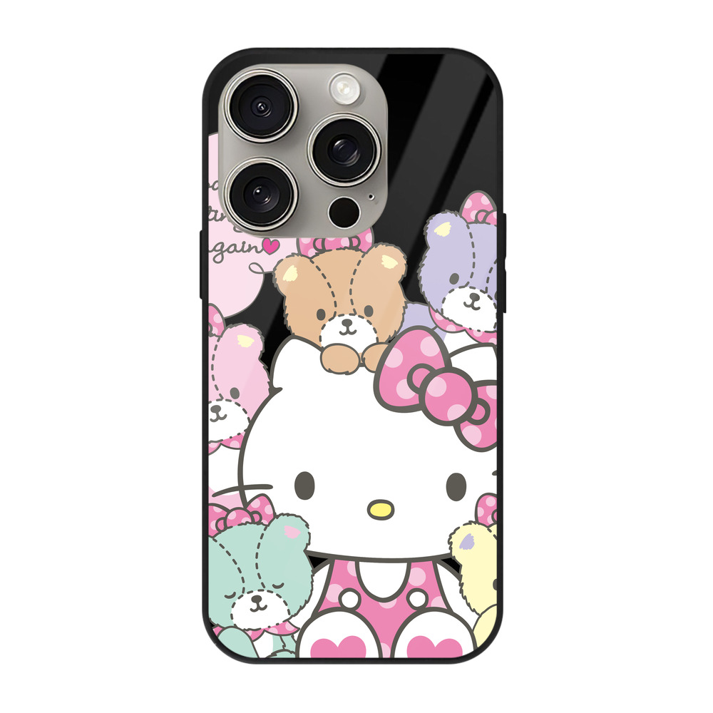 （画像用） Hello Kitty ハローキティ 【iPhone15Pro対応】スマホケース 耐衝撃＆黄変防止 背面ガラス