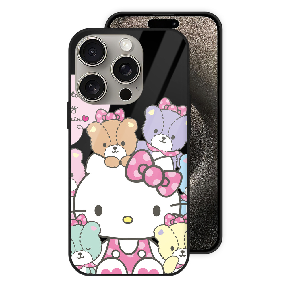 （画像用） Hello Kitty ハローキティ 【iPhone15Pro対応】スマホケース 耐衝撃＆黄変防止 背面ガラス