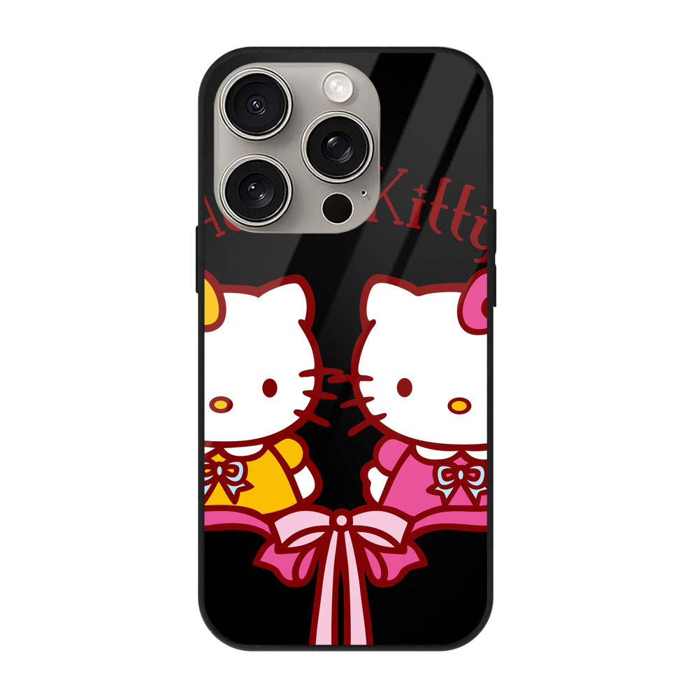 （画像用） Hello Kitty ハローキティ 【iPhone15Pro対応】スマホケース 耐衝撃＆黄変防止 背面ガラス