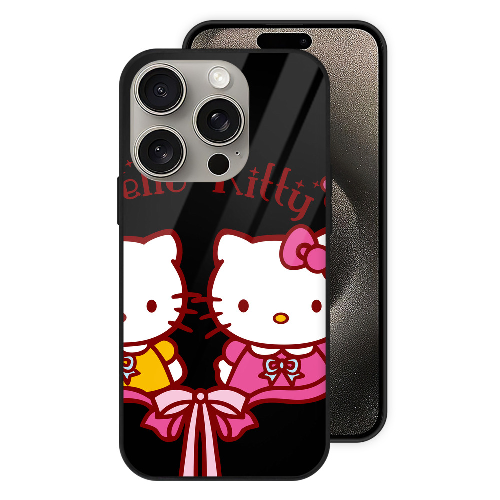 （画像用） Hello Kitty ハローキティ 【iPhone15Pro対応】スマホケース 耐衝撃＆黄変防止 背面ガラス