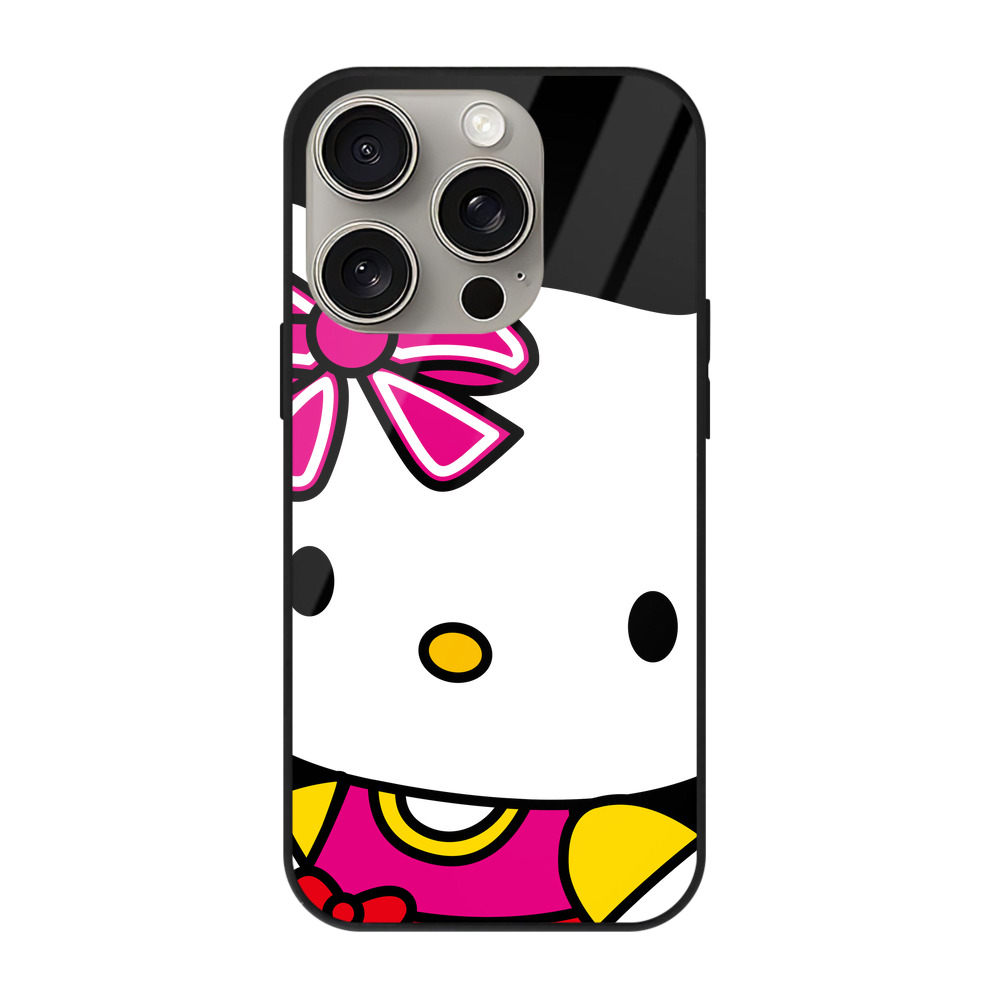 （画像用） Hello Kitty ハローキティ 【iPhone15Pro対応】スマホケース 耐衝撃＆黄変防止 背面ガラス