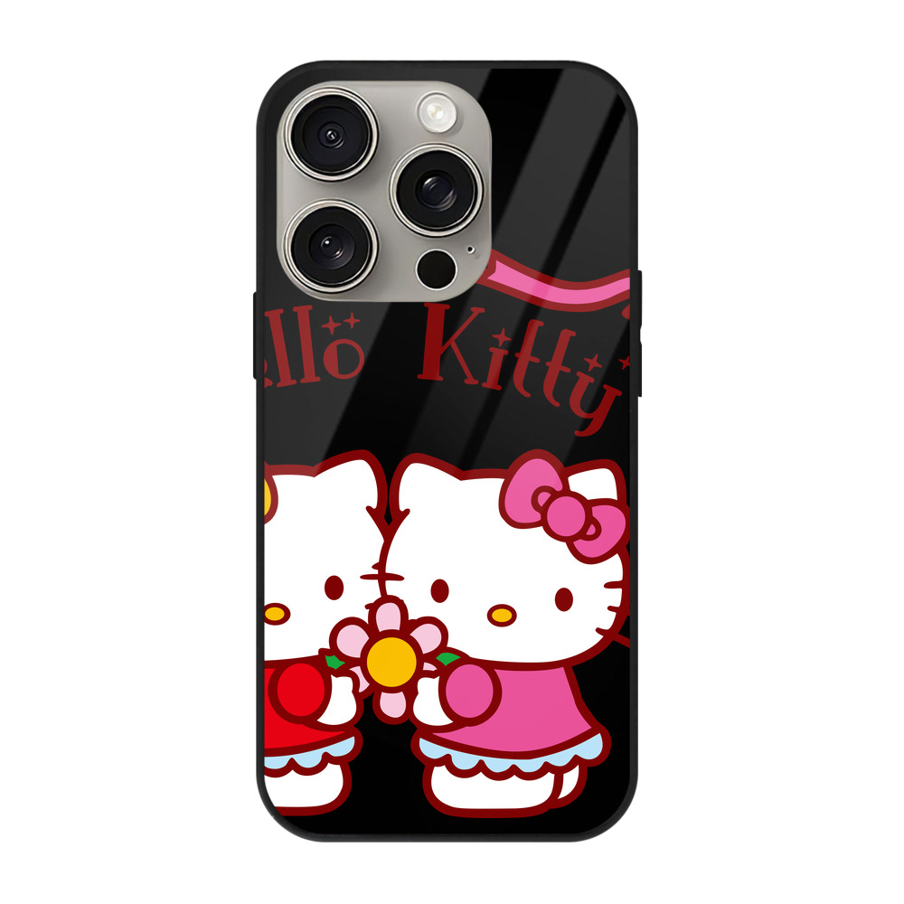 （画像用） Hello Kitty ハローキティ 【iPhone15Pro対応】スマホケース 耐衝撃＆黄変防止 背面ガラス