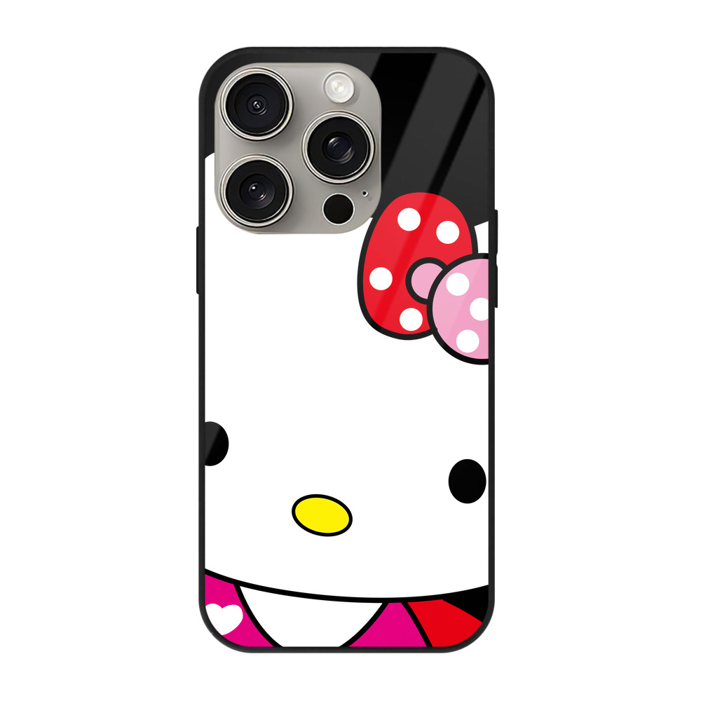 （画像用） Hello Kitty ハローキティ 【iPhone15Pro対応】スマホケース 耐衝撃＆黄変防止 背面ガラス