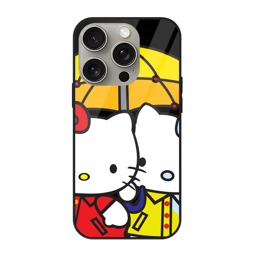 （画像用） Hello Kitty ハローキティ 【iPhone15Pro対応】スマホケース 耐衝撃＆黄変防止 背面ガラス