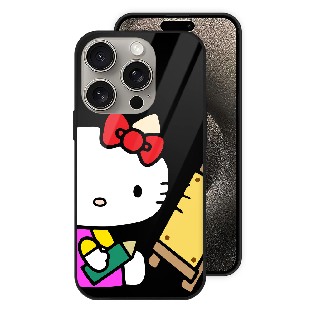 （画像用） Hello Kitty ハローキティ 【iPhone15Pro対応】スマホケース 耐衝撃＆黄変防止 背面ガラス
